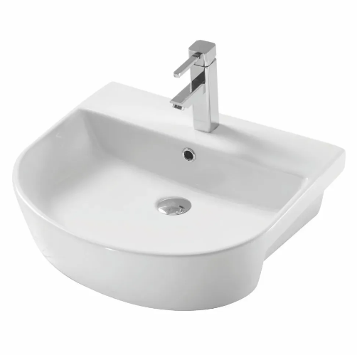 Kartell K-VIT Kameo 560mm 1 Tap Hole Semi Recessed Basin-White Gloss (POT545KA)