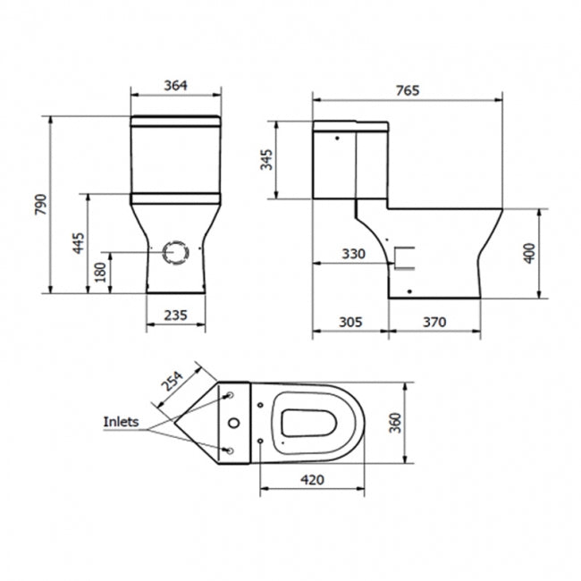 Kartell K-VIT Universal 600 Close Coupled Cistern-White Gloss (POT600SE)