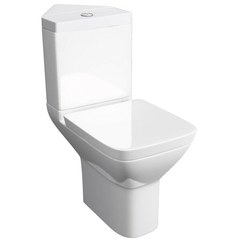 K-VIT Project Square Close Coupled WC Pan with Corner Cistern & Soft Close Seat (POT860PR-POT456SE-POT866PR)