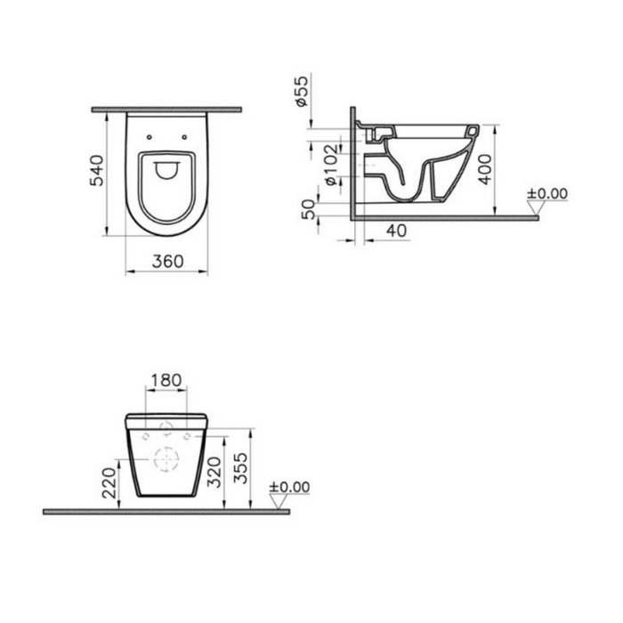 Kartell K-VIT Style Wall Hung WC Pan-White Gloss (POT983ST)