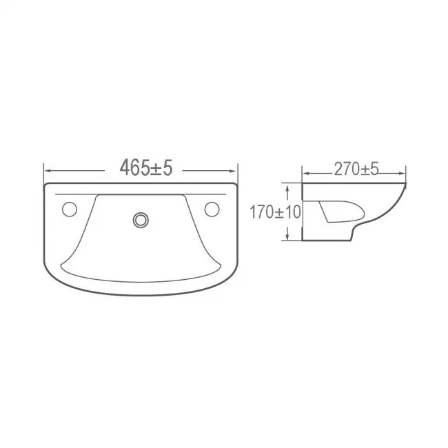 Kartell K-VIT Proton Cloakroom 460mm 2 Tap Hole Basin (PRO460BAS2)