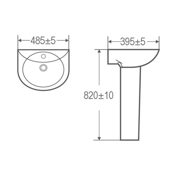 Kartell K-VIT Proton 485mm 1 Tap Hole Basin (PRO485BAS1)
