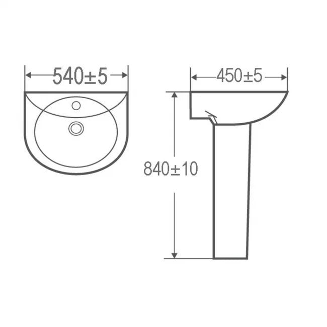 Kartell K-VIT Proton 540mm 1 Tap Hole Basin (PRO540BAS1)