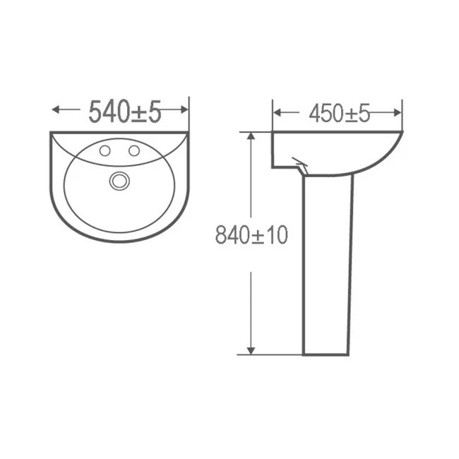 Kartell K-VIT Proton 540mm 2 Tap Hole Basin (PRO540BAS2)