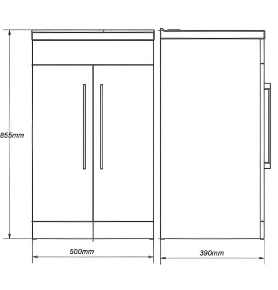 Kartell K-VIT Purity 500mm Floor Standing 2 Door Unit & Ceramic Basin - Silver Oak (PSO500DO-FUR063PU)