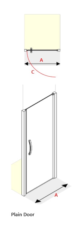 AKW Larenco full height plain hinged alcove glass shower door