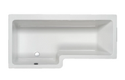 Carron Quantum L-shaped left hand shower bath shown from above in gloss white