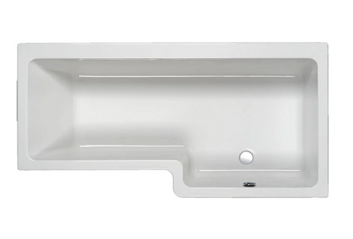 Carron Quantum L-shaped right hand shower bath shown from above in gloss white
