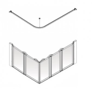 AKW Option E5 1200x820mm Shower Screens Suitable For Shower Tray, 750mm High, Right Handed (91381R)