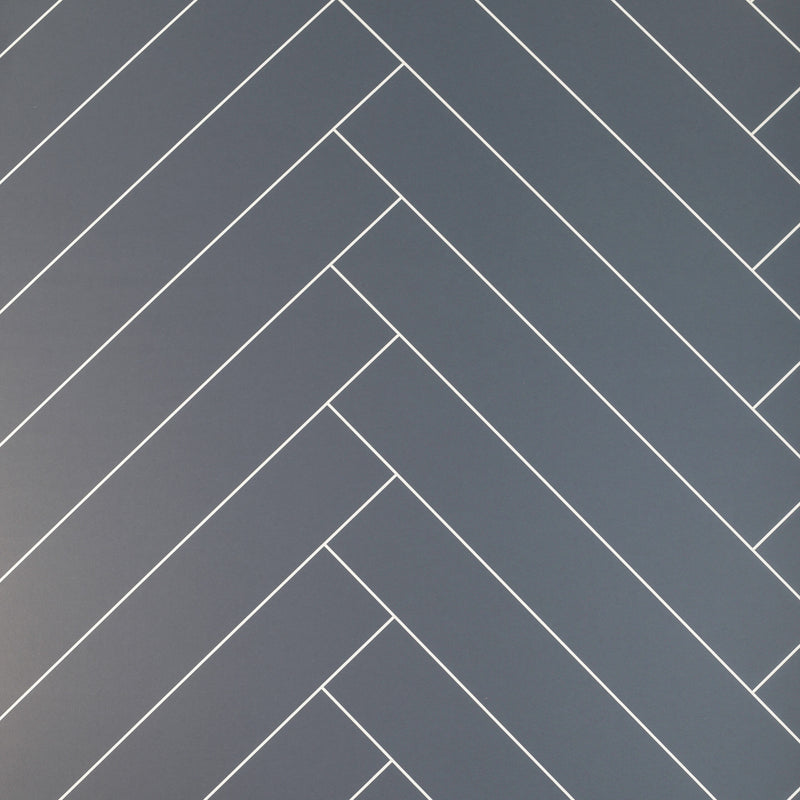 Wall&Water Nordic Blue Satin herringbone wet wall panel swatch
