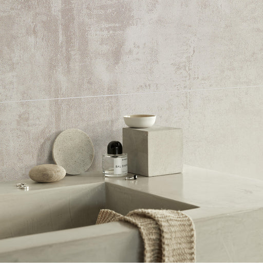 Wall&Water Concrete Satin 600x300mm tile-effect wet wall panel in a modern bathroom