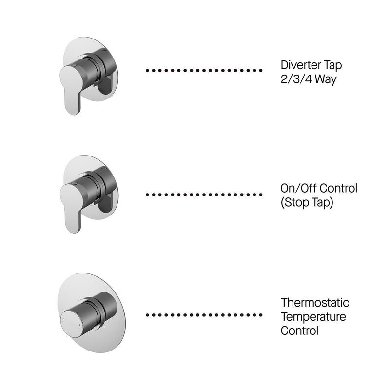 Nuie Arvan Chrome 2 Outlet Concealed Shower Valve with Stop Tap & Diverter additional view