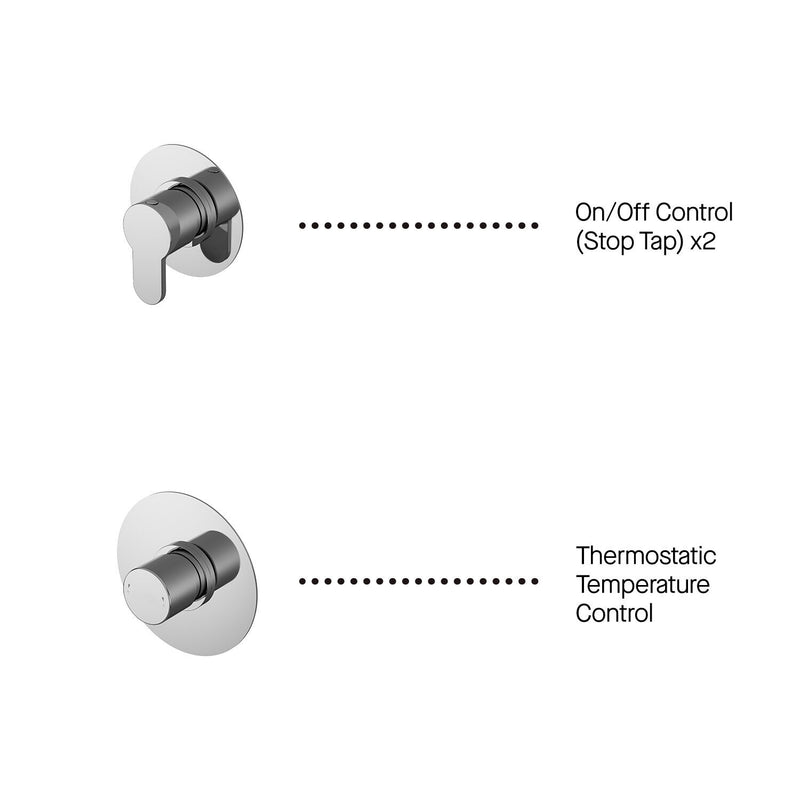 Nuie Arvan Chrome 2 Outlet Concealed Shower Valve with Stop Taps additional view
