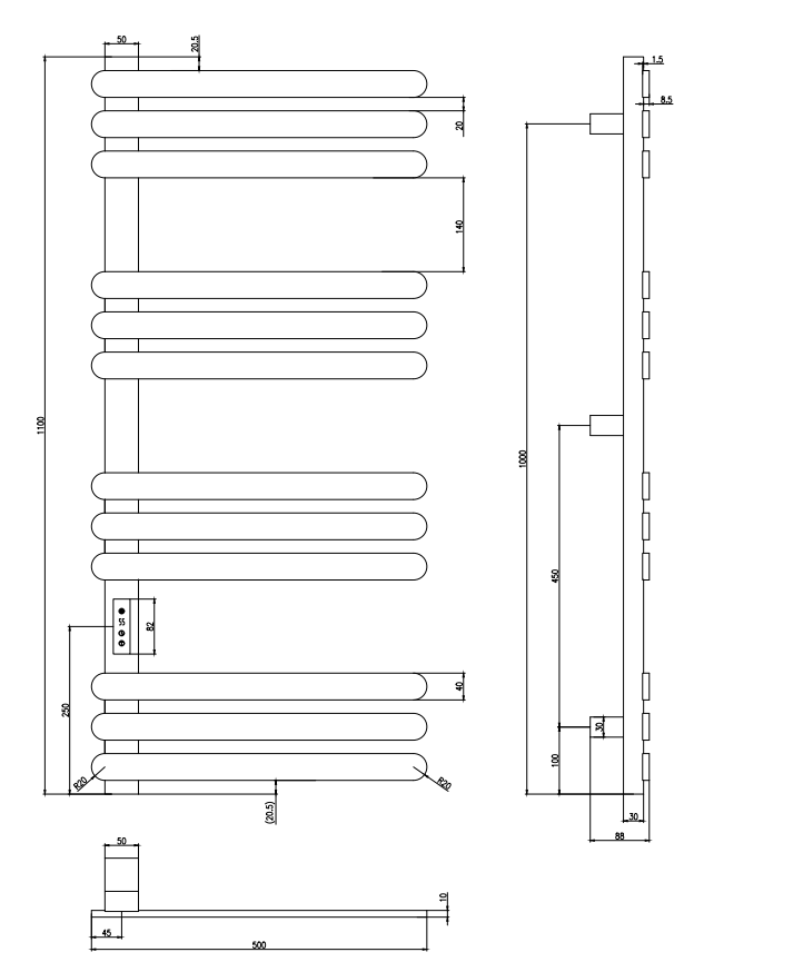 Kartell K-VIT Selecta Electric Towel Rail - Brushed Brass