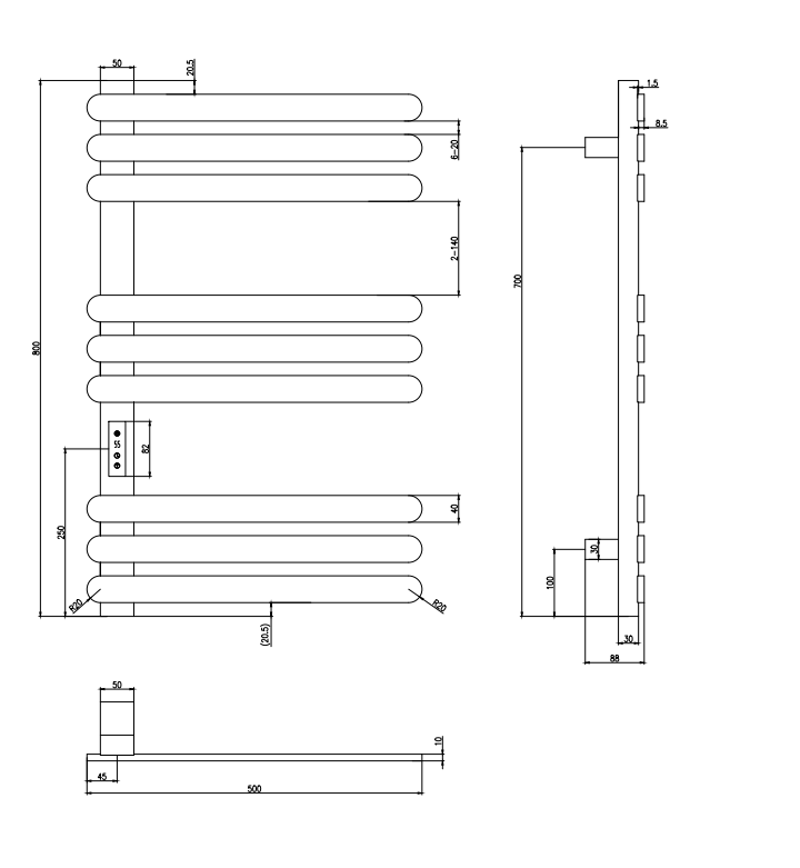 Kartell K-VIT Selecta Electric Towel Rail - Brushed Brass