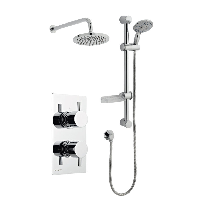 Kartell K-VIT Plan Option 3 Concealed Thermostatic Shower Set with Slide Rail Kit & Overhead Drencher – Chrome (SHO002PL)(SHO080DE)(SHO092OE)(SHO083DE)