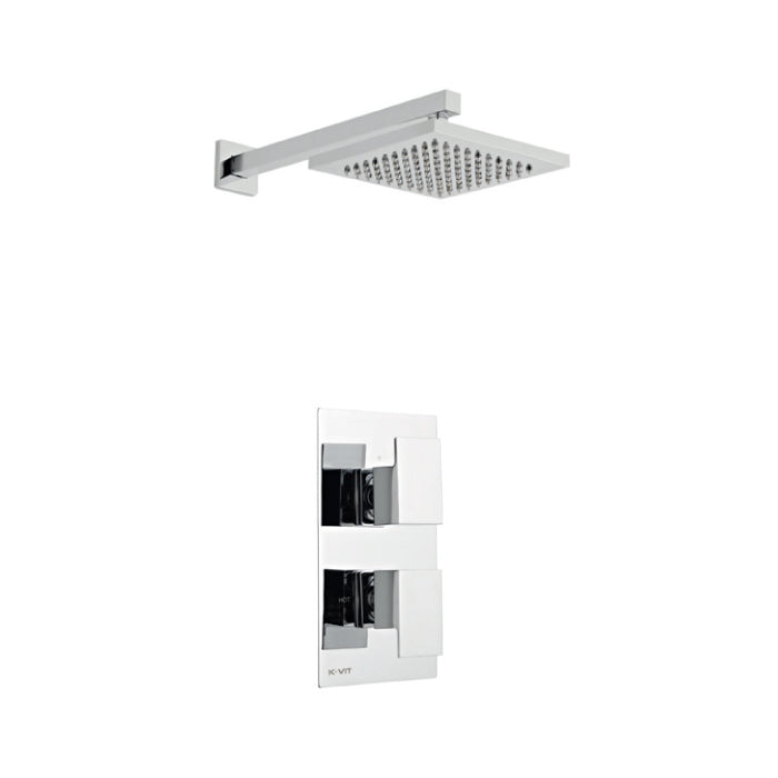 Kartell K-VIT Element Option 2 Concealed Thermostatic Shower Set with Fixed Overhead Drencher – Chrome (SHO009EL)(SHO073CU)