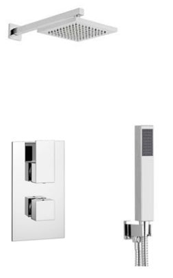 Kartell K-VIT Element Option 4 Concealed Thermostatic Shower Set with Separate Hand Shower & Overhead Drencher – Chrome (SHO010EL)(SHO073CU)(SHO106S)