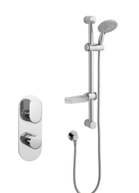 Kartell K-VIT Logik Option 1 Concealed Thermostatic Shower Set with Adjustable Slide Rail Kit – Chrome (SHO020LO)(SHO080DE)(SHO092OE)