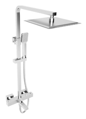 Kartell K-VIT Pure Option 7 Thermostatic Shower with Overhead Drencher, Sliding Handset & Bath Filler Spout – Chrome (SHO031PU)