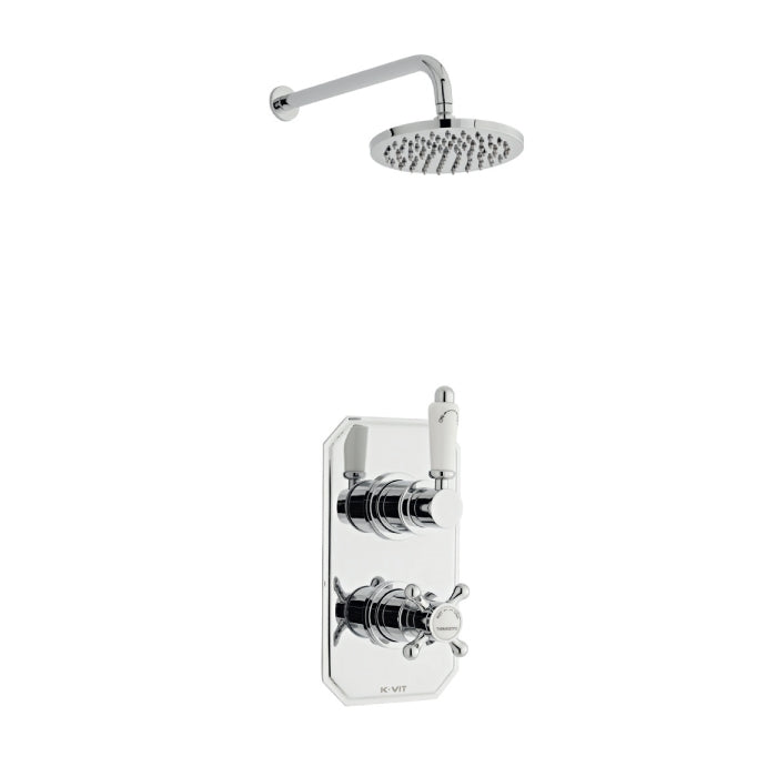 Kartell K-VIT Viktory Option 2 Concealed Thermostatic Shower Set with Fixed Overhead Drencher – Chrome (SHO032VI)(SHO083DE)
