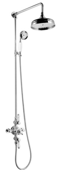 Kartell K-VIT Viktory Option 5 Thermostatic Shower with Rigid Riser, Overhead Drencher & Handset – Chrome (SHO034VI)