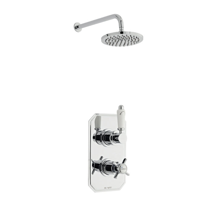 Kartell K-VIT Klassique Option 2 Concealed Thermostatic Shower Set with Fixed Overhead Drencher – Chrome (SHO042KL)(SHO083DE)