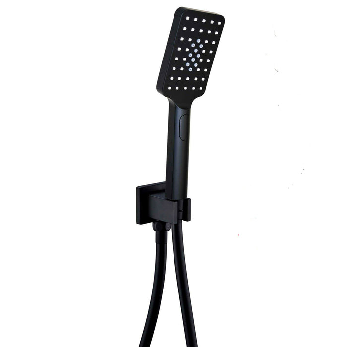 Kartell K-VIT Nero Square Outlet Elbow With Wall Bracket And Handset-Matt Black (SHO108NS)