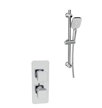 Kartell K-VIT Kolt Option 4 Thermostatic Concealed Shower with Adjustable Slide Rail Kit – Chrome (SHO303KCP)(SHO302KCP)(SHO092OE)