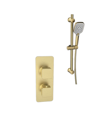 Kartell K-VIT Kolt Option 4 Thermostatic Concealed Shower with Adjustable Slide Rail Kit – Brushed Brass (SHO323KBB)(SHO322KBB)(SHO145OT)