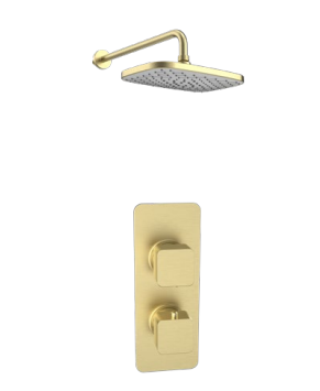 Kartell K-VIT Kolt Option 3 Thermostatic Shower with Fixed Overhead Drencher – Brushed Brass (SHO323KBB)(SHO325KBB)