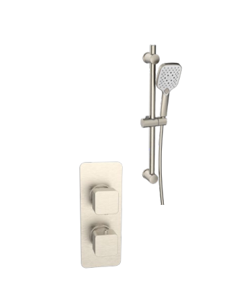 Kartell K-VIT Kolt Option 4 Thermostatic Concealed Shower with Adjustable Slide Rail Kit – Brushed Nickel (SHO333KBN)(SHO332KBN)(SHO090BN)