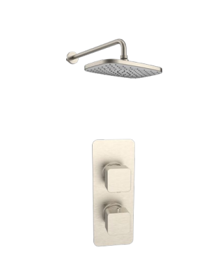 Kartell K-VIT Kolt Option 3 Thermostatic Shower with Fixed Overhead Drencher – Brushed Nickel (SHO333KBN)(SHO335KBN)