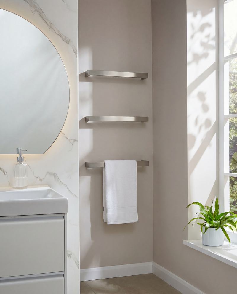 Kartell K-VIT Singola 12V Electric Towel Rail - Brushed Nickel