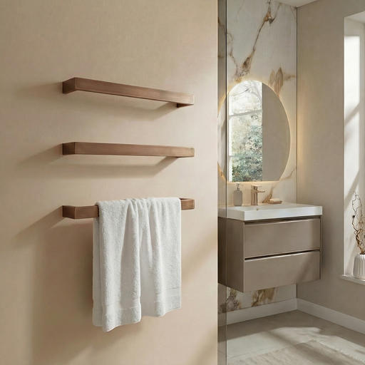 Kartell K-VIT Singola 12V Electric Towel Rail - Brushed Bronze
