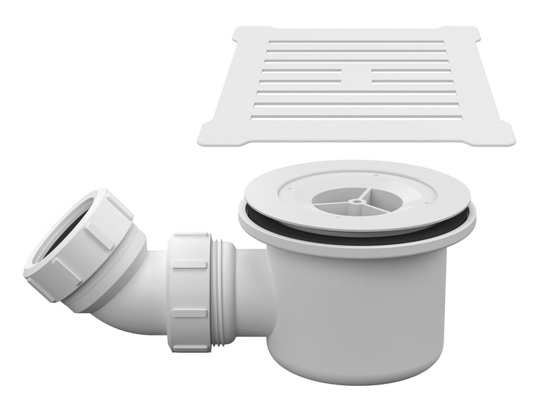 Nuie 90mm Fast Flow Shower Tray Waste with Grid - Matt White