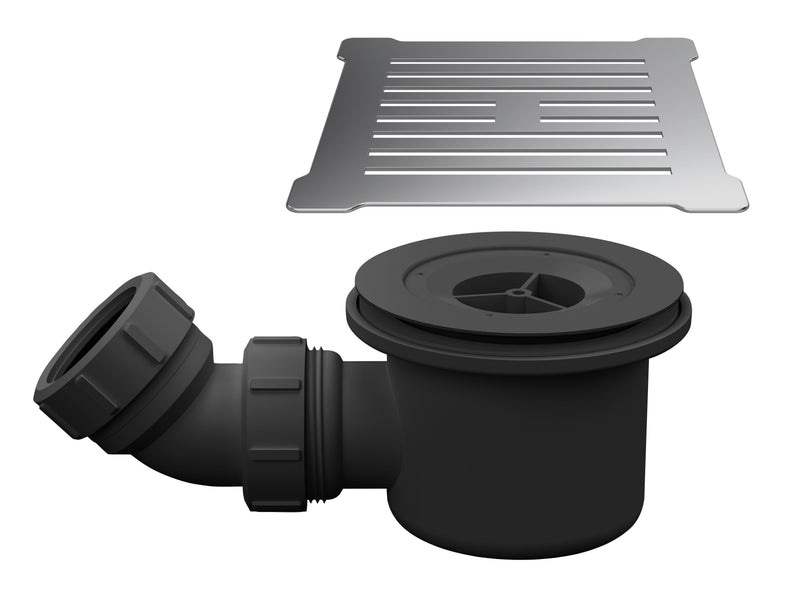 Nuie 90mm Fast Flow Shower Tray Waste with Grid - Black Chrome