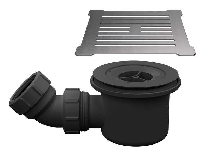 Nuie 90mm Fast Flow Shower Tray Waste with Grid - Brushed Pewter