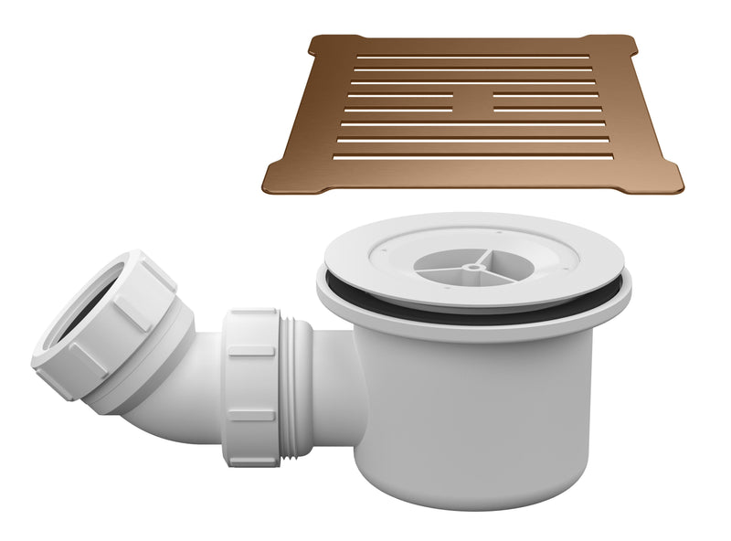 Nuie 90mm Fast Flow Shower Tray Waste with Grid - Brushed Bronze