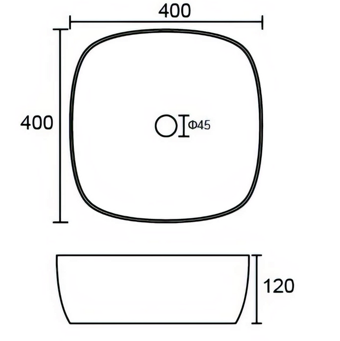 Kartell K-VIT Island 400mm Countertop No Tap Hole Basin (CTB-ISL400)