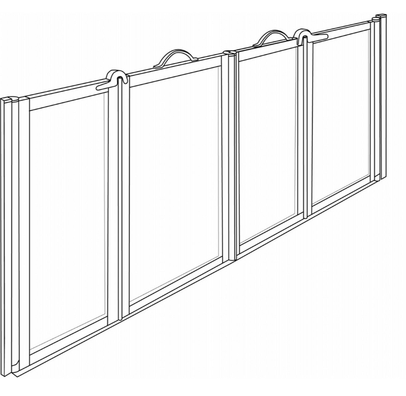 Essential Option B Front Entry Half Height Bi Folding Shower Screens (750mm High)
