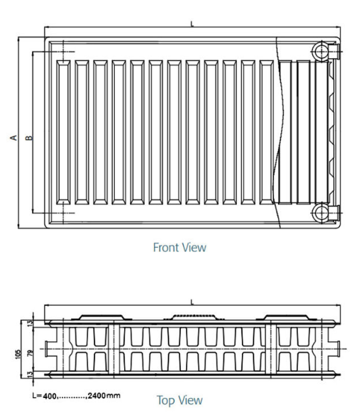 Kartell K-RAD Type 22 Double Panel/Double Convector Radiator 500mm x 600mm White (D506K)