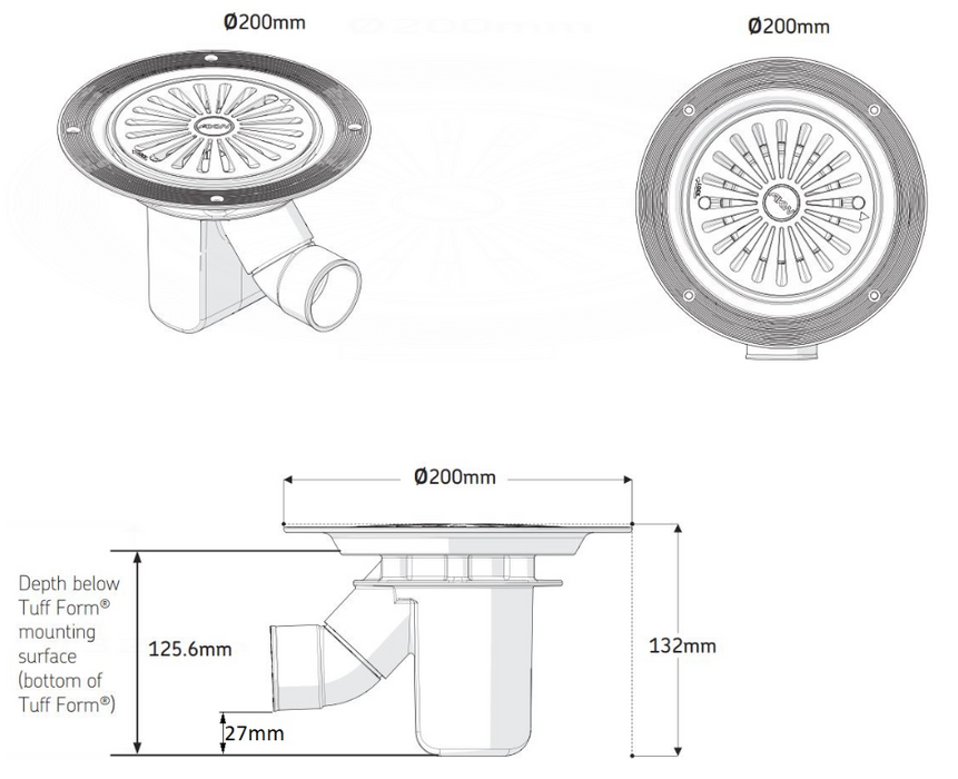 AKW TF75 1 Part Gravity Waste For Vinyl Floors 25106
