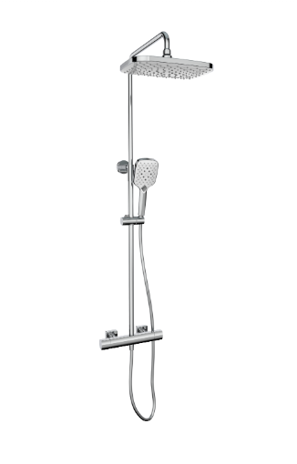 Kartell K-VIT Kolt Option 1 Thermostatic Bar Shower with Overhead Drencher and Sliding Handset – Chrome (SHO300KCP)