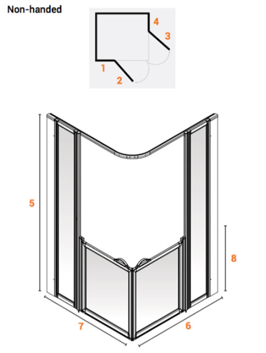 AKW Option BF Shower Screen Suitable For Shower Tray 1000x1000mm, 750mm High (91023N)