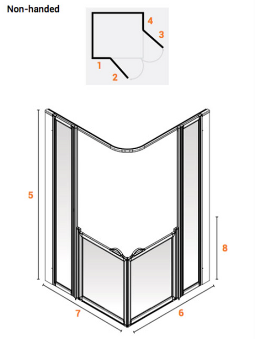 AKW Option BF Shower Screen Suitable For Shower Tray 1000x1000mm, 750mm High (91023N)