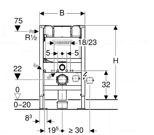 Geberit Duofix Wall Hung Frame & Cistern (23515)
