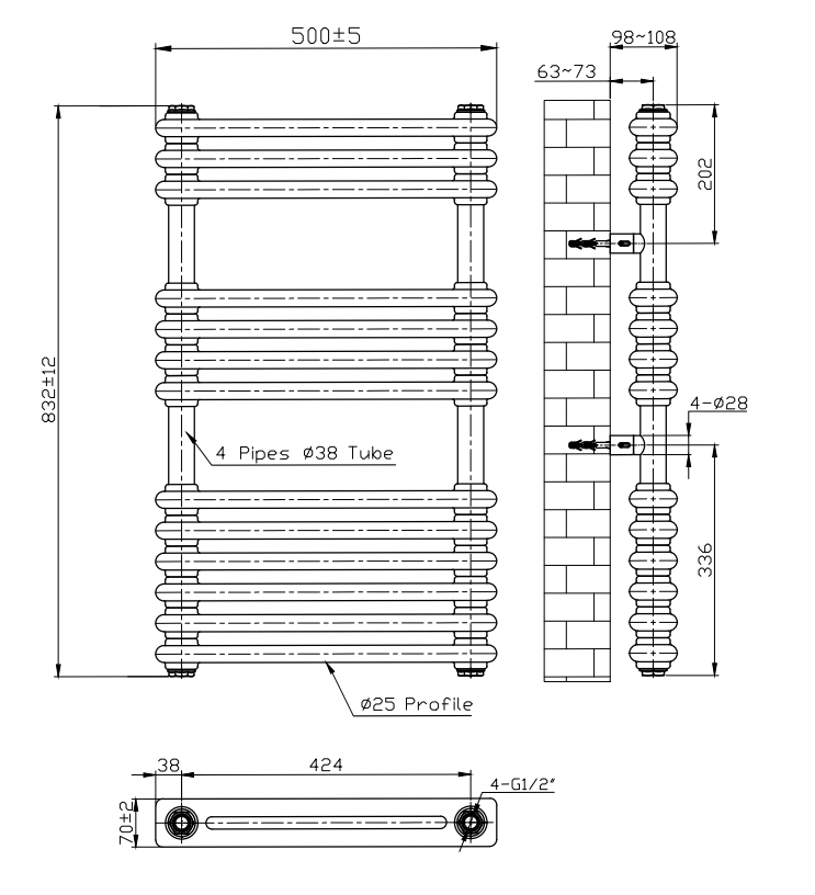 Kartell K-VIT Kolumn Towel Rail Anthracite or White Gloss 832mm x 500mm (KOL832-500A)(KOL832-500WT)