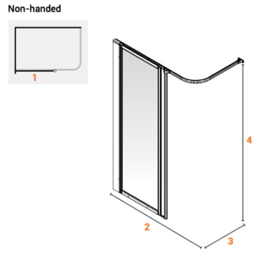 AKW Option HFW Shower Screens Suitable For Wet Floors, 1880mm High (All Sizes)