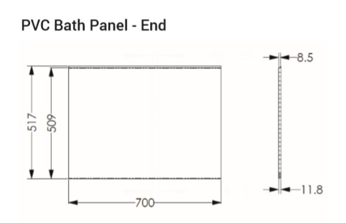 AKW PVC 700mm End Bath Panel White Gloss (30830)